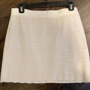 J Crew White Scalloped Mini Skirt